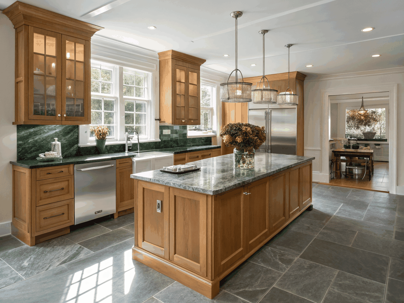 Residential remodeling design inspiration in Sandy Springs GA - Gourmet Kitchen with Marble Island