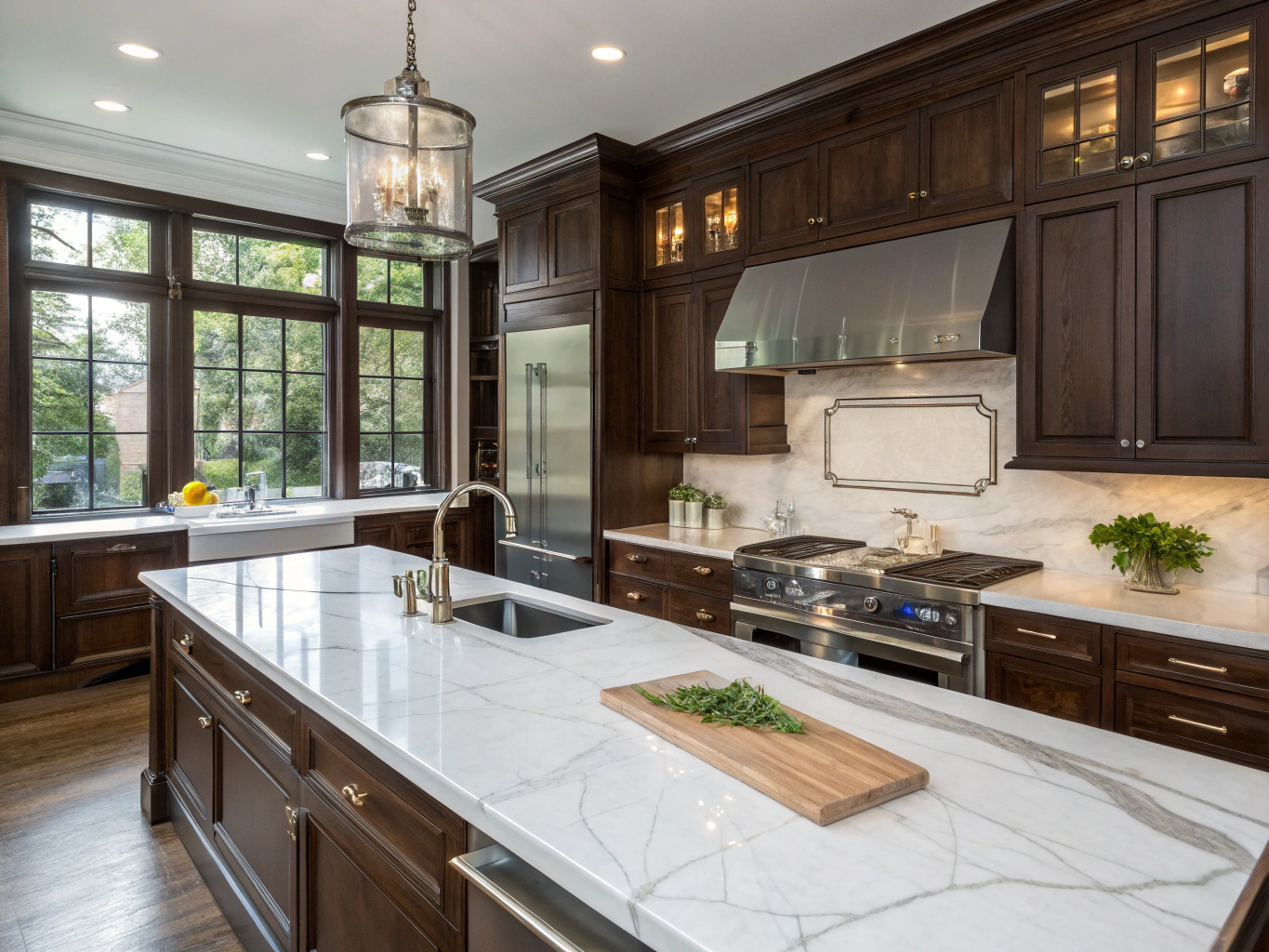 Remodeled kitchen with island and custom cabinetry, example design inspiration